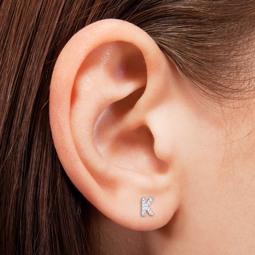 Small diamond initial earrings Clearance