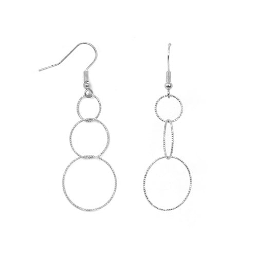 TRIPLE HOOP DIAMOND CUT DROP EARRING - E33354Y,W – Maya J