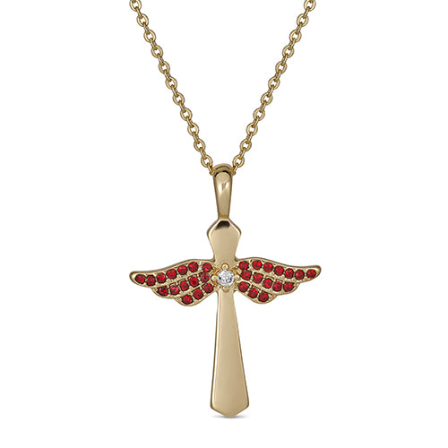 Birthstone Angel Wings Cross Necklace – Maya J