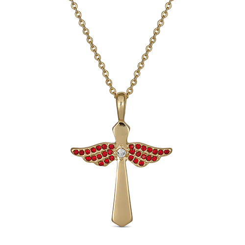 Birthstone Angel Wings Cross Necklace – Maya J