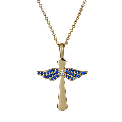 Birthstone Angel Wings Cross Necklace – Maya J