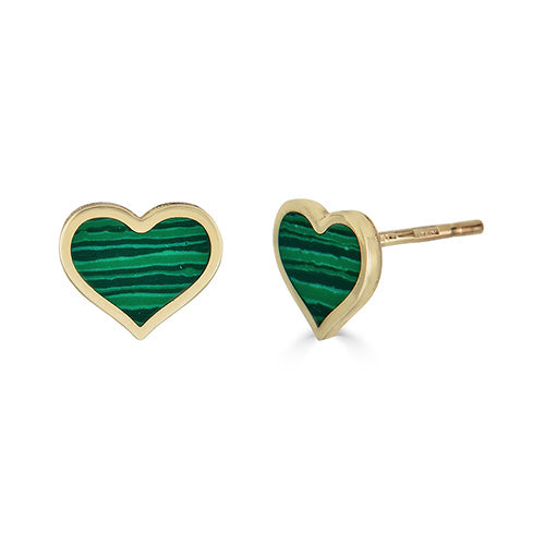 Green heart outlets stud earrings