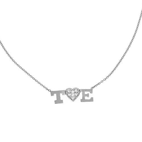 Personalized 14k Mini 2 Initial & Diamond Heart Necklace